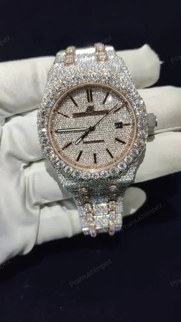 Audermars Piguet Round Brilliant Cut Moissanite Ice Out D Color Hip Hop Watch For Men