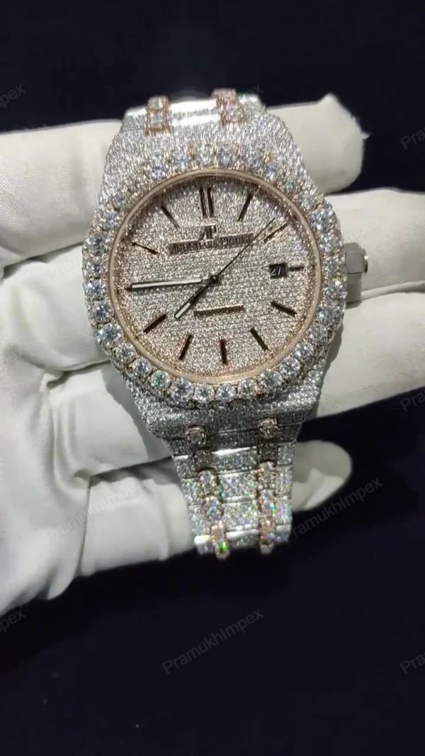 Audermars Piguet Round Brilliant Cut Moissanite Ice Out D Color Hip Hop Watch For Men