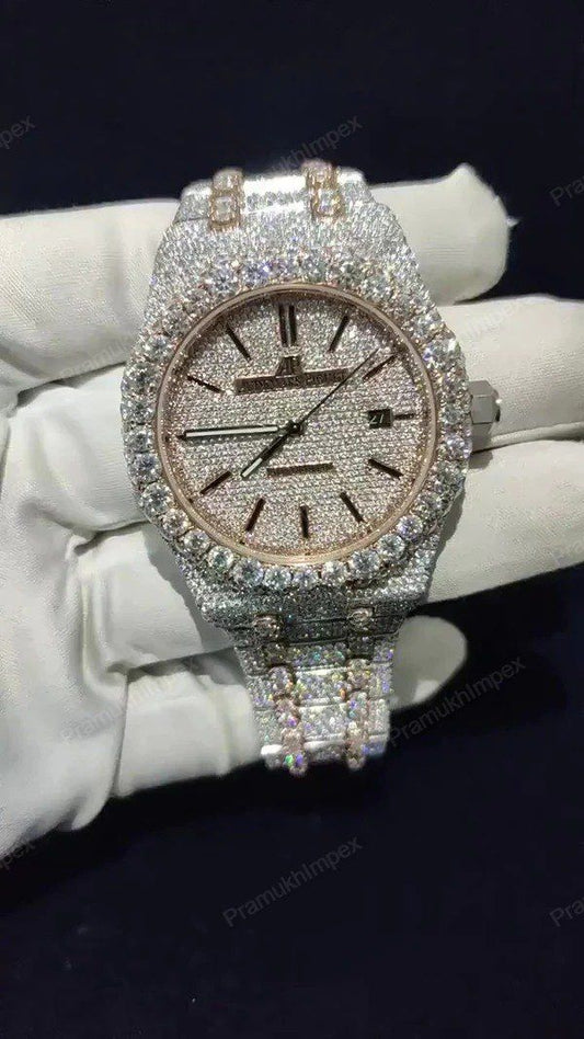 Audermars Piguet Round Brilliant Cut Moissanite Ice Out D Color Hip Hop Watch For Men