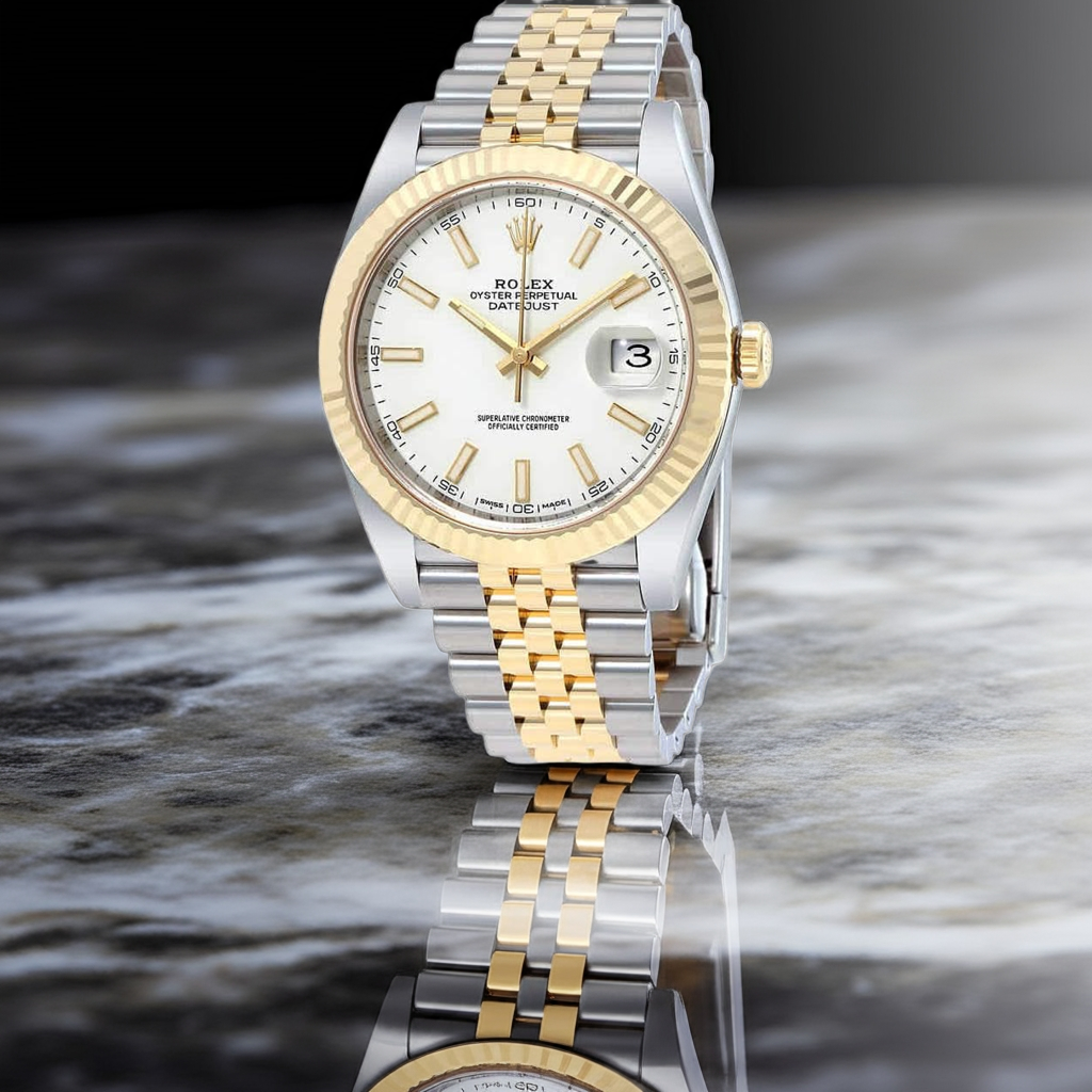 Rolex datejust 41 oystersteel gold white dial