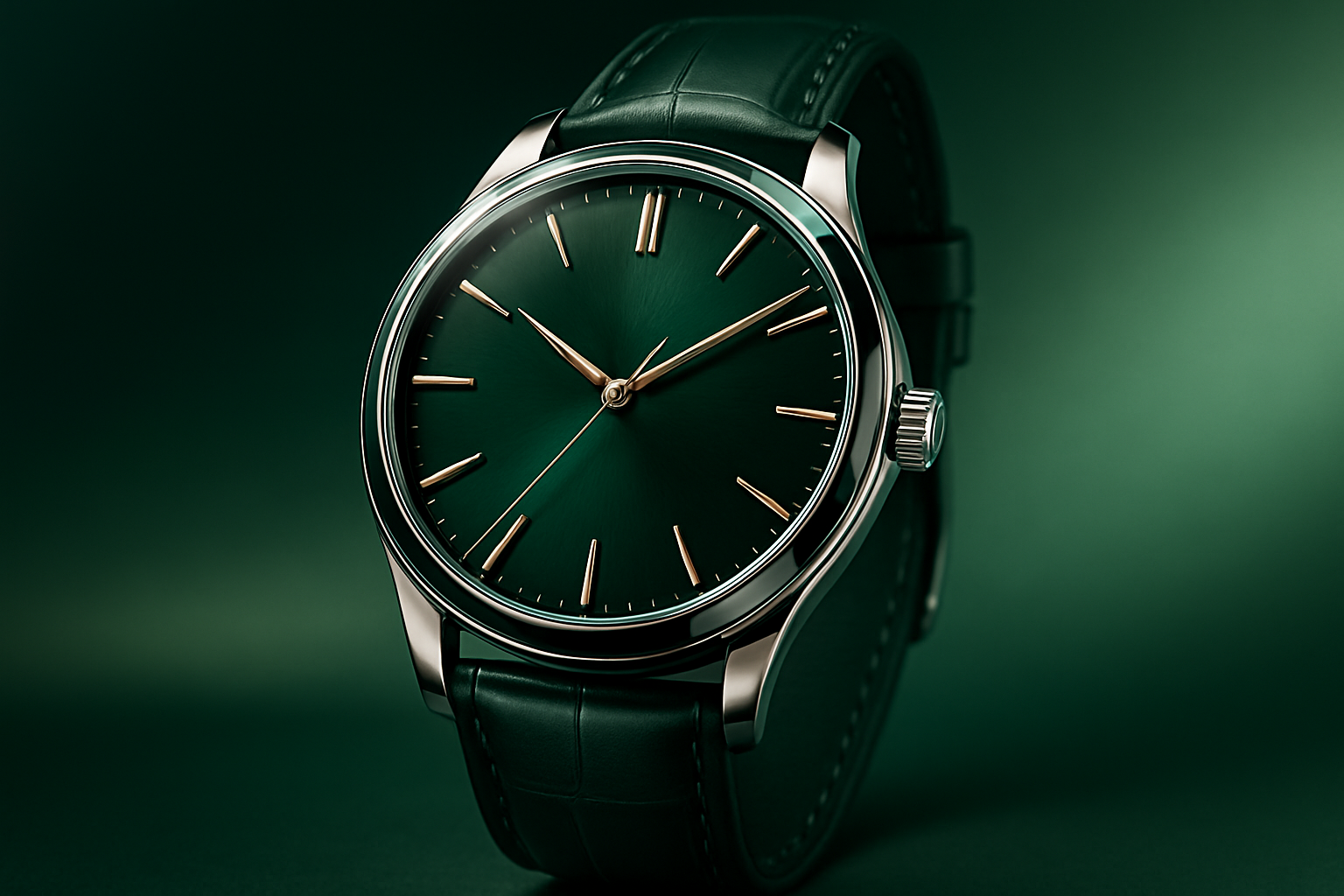 Luxury watch with green background and green tone 